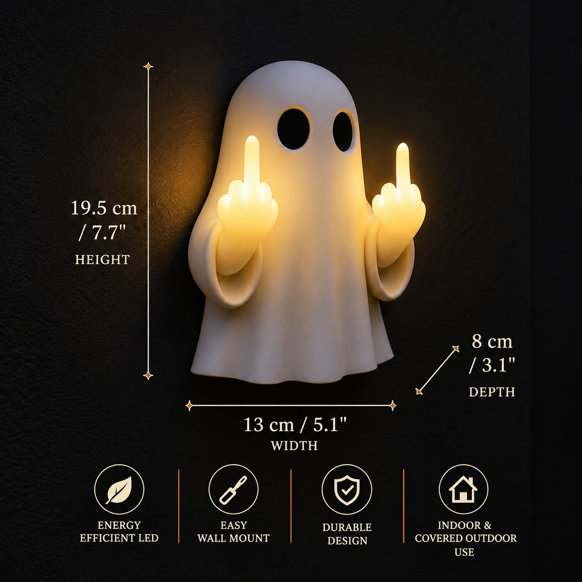 Rudeboo™ Ghost Middle Finger Glow Night Light